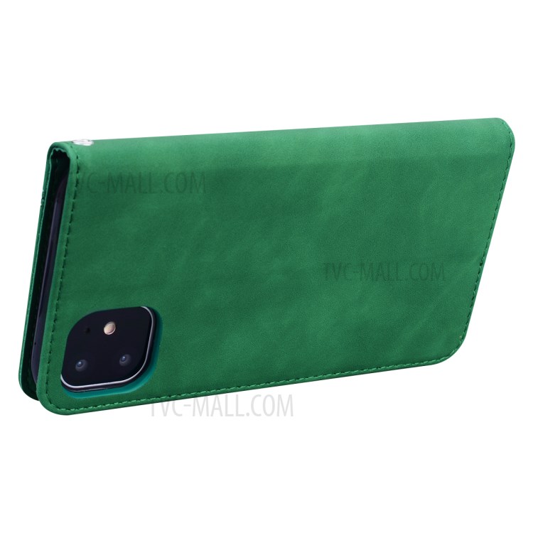 Auto-absorbed Stand Leather Card Holder Case for iPhone 11 6.1 inch - Green-4