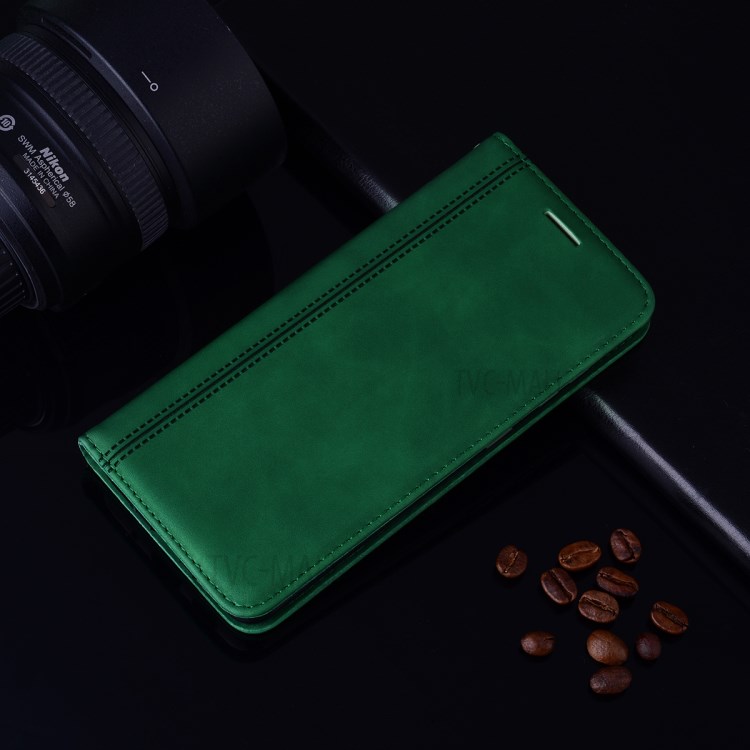 Auto-absorbed Stand Leather Card Holder Case for iPhone 11 6.1 inch - Green-7