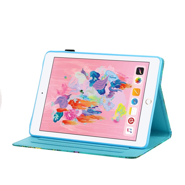 Patterned Leather Card Holder Stand Tablet Casing for iPad Air 2 / iPad Air (2013) / iPad 9.7-inch (2017)/ (2018) - Elephant-10