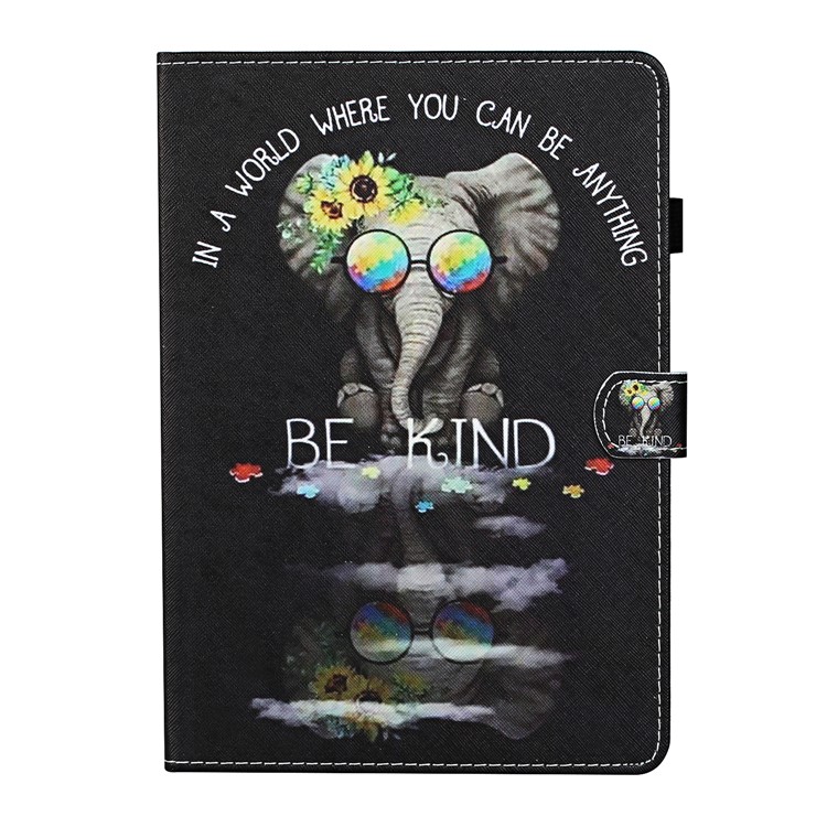 Patterned Leather Card Holder Stand Tablet Casing for iPad Air 2 / iPad Air (2013) / iPad 9.7-inch (2017)/ (2018) - Elephant-2