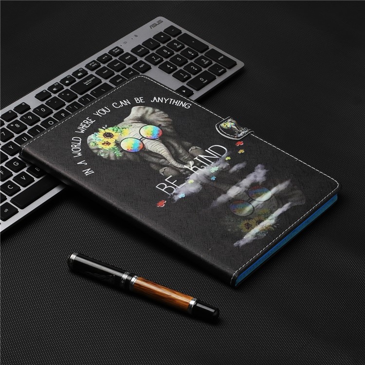 Patterned Leather Card Holder Stand Tablet Casing for iPad Air 2 / iPad Air (2013) / iPad 9.7-inch (2017)/ (2018) - Elephant-6