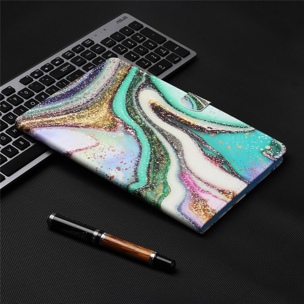 Patterned Leather Card Holder Stand Tablet Casing for iPad Air 2 / iPad Air (2013) / iPad 9.7-inch (2017)/ (2018) - Glitter Powder-6