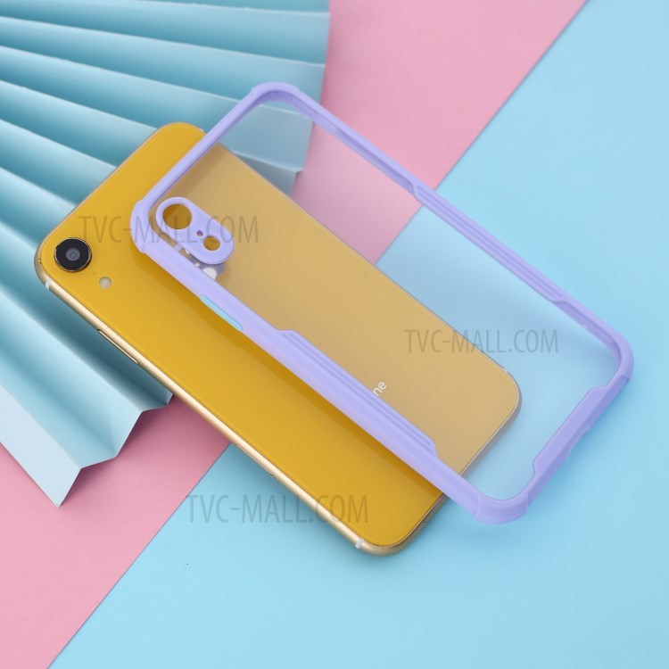 Shockproof TPU Frame + Acrylic Back Bi-color Hybrid Cover for iPhone XR 6.1 inch - Purple-1