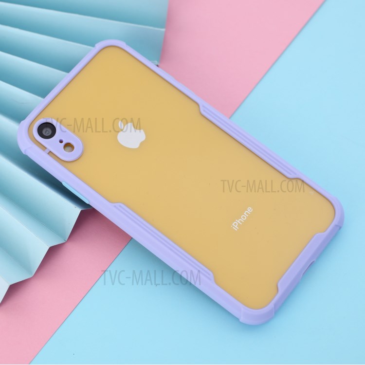 Shockproof TPU Frame + Acrylic Back Bi-color Hybrid Cover for iPhone XR 6.1 inch - Purple-3
