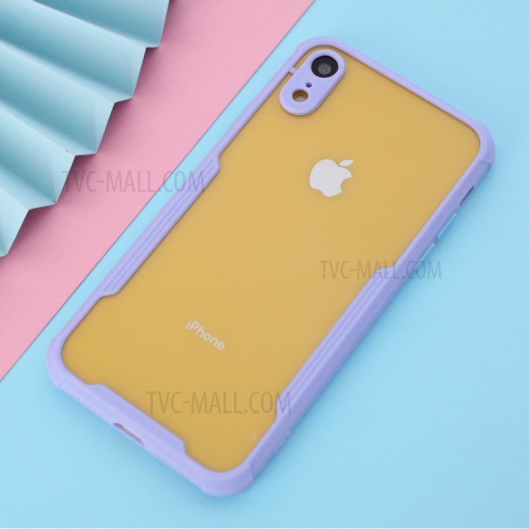 Shockproof TPU Frame + Acrylic Back Bi-color Hybrid Cover for iPhone XR 6.1 inch - Purple-4