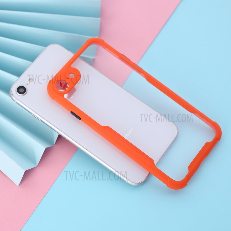 Shockproof Two-tone TPU Frame + Acrylic Back Phone Shell for iPhone SE (2nd Generation)/8/7 - Orange-1