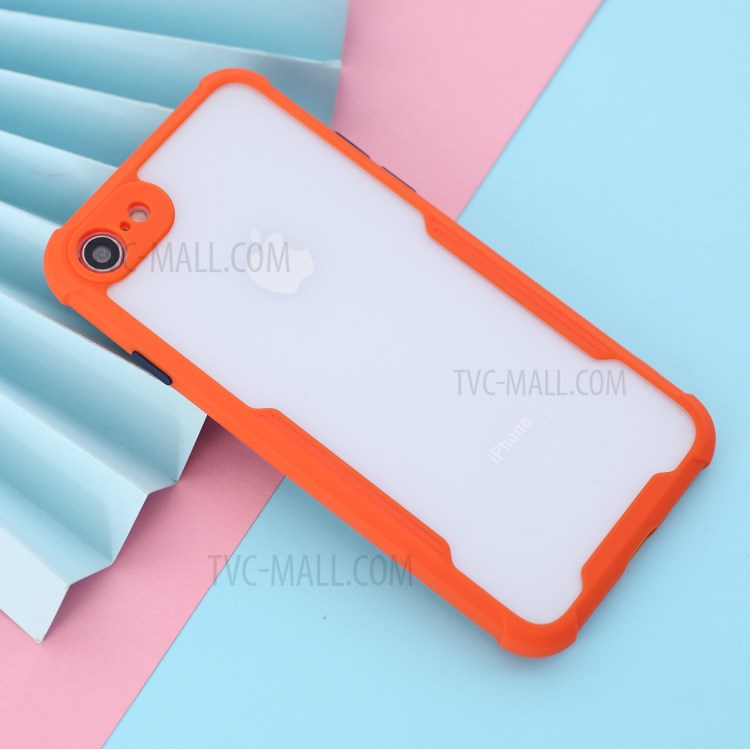 Shockproof Two-tone TPU Frame + Acrylic Back Phone Shell for iPhone SE (2nd Generation)/8/7 - Orange-3