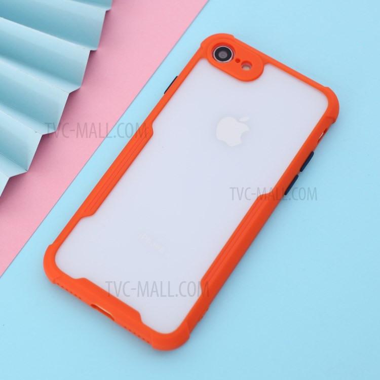 Shockproof Two-tone TPU Frame + Acrylic Back Phone Shell for iPhone SE (2nd Generation)/8/7 - Orange-4
