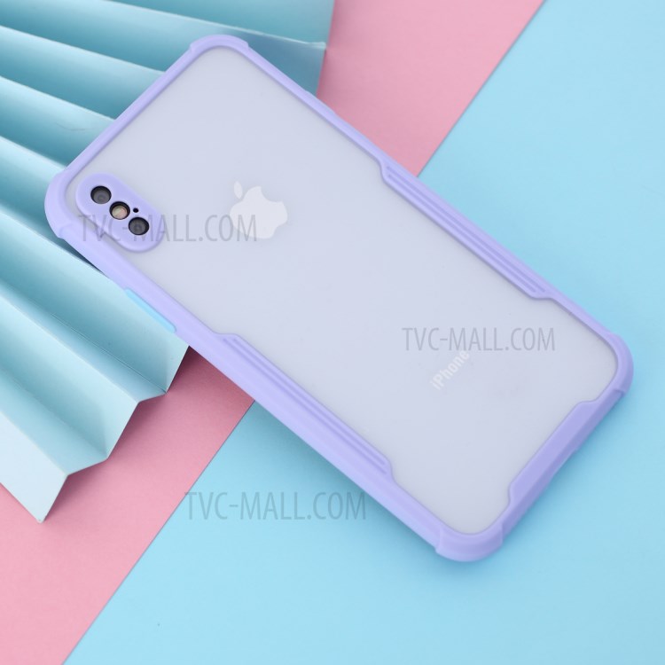 Anti-drop TPU Frame + Acrylic Back Bi-color Hybrid Case for iPhone XS/X - Purple-3