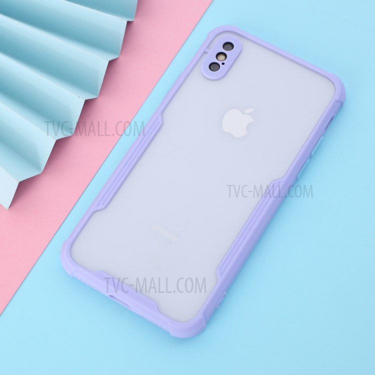 Anti-drop TPU Frame + Acrylic Back Bi-color Hybrid Case for iPhone XS/X - Purple-4