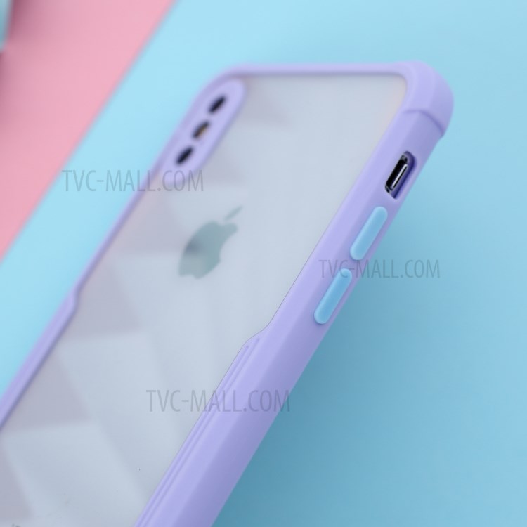 Anti-drop TPU Frame + Acrylic Back Bi-color Hybrid Case for iPhone XS/X - Purple-6