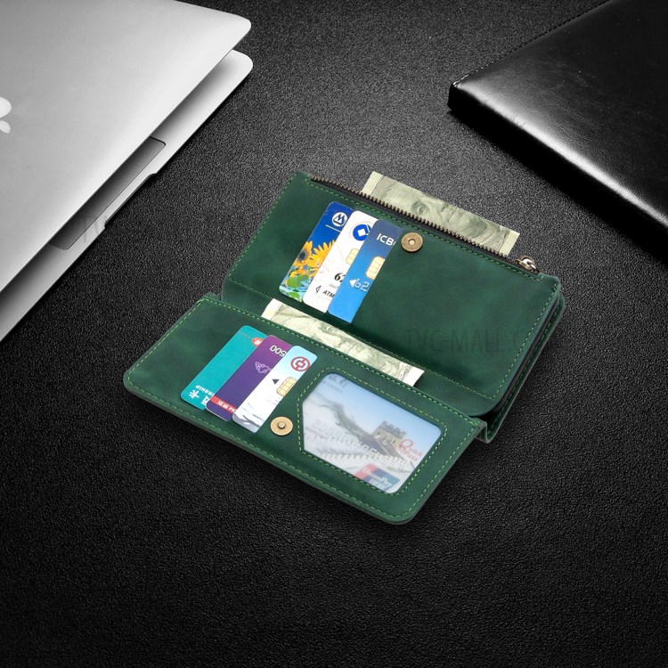 Zipper Pocket Detachable 2-in-1 Leather Wallet Stand Case for iPhone 11 Pro 5.8 inch - Green-11
