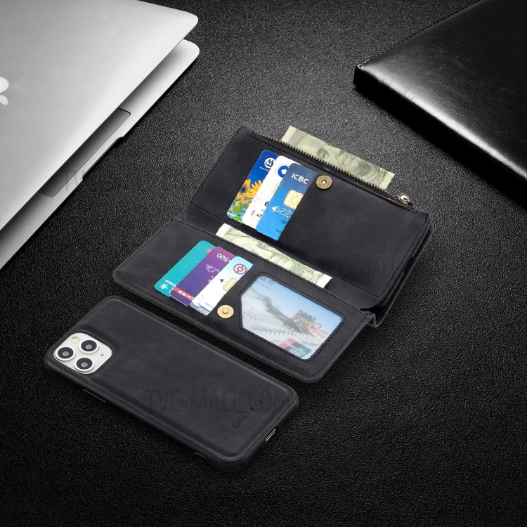 Zipper Pocket Detachable 2-in-1 Leather Wallet Stand Case for iPhone 11 Pro 5.8 inch - Black-10
