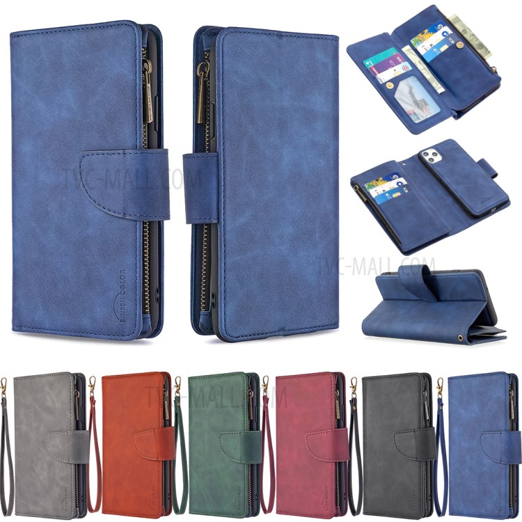 Caso Bolsillo Con Cremallera Desmontable 2-in-1 Cuero Del Soporte De La Carpeta Para El Iphone 11 Pro Max 6,5 Pulgadas - Azul-9