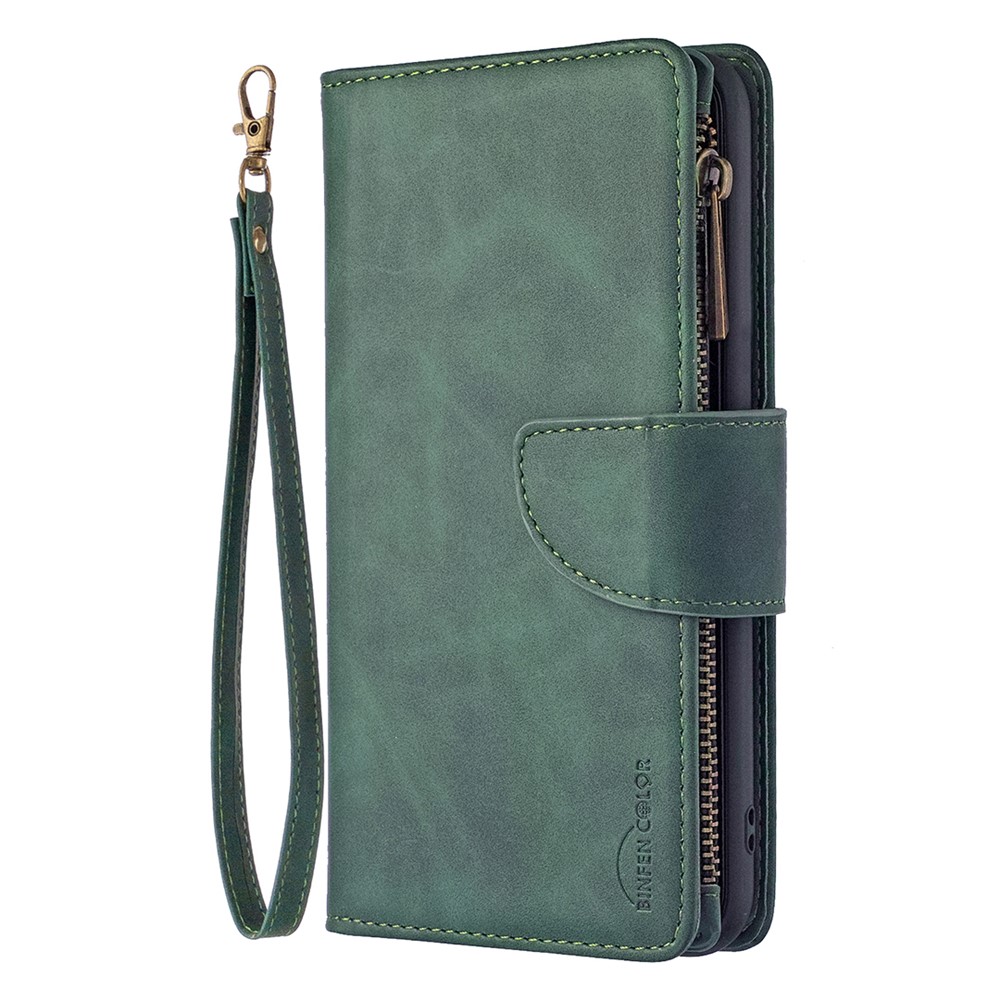 BF02 Silky Touch Feeling Wallet Leather Stand Phone Case with Zipper Pocket for iPhone 6/6s 4.7-inch - Green-3