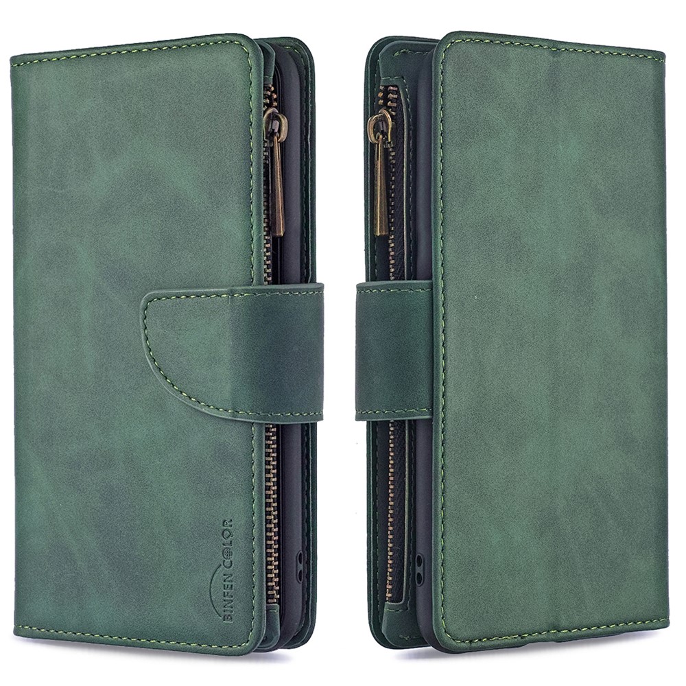 BF02 Silky Touch Feeling Wallet Leather Stand Phone Case with Zipper Pocket for iPhone 6/6s 4.7-inch - Green-4