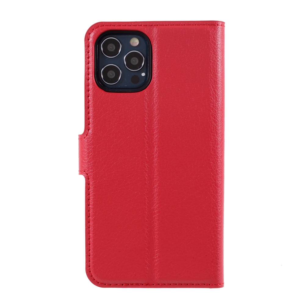 Litchi Surface Shell Leather Case with Stand for iPhone 12 Max 6.1 inch - Red-3
