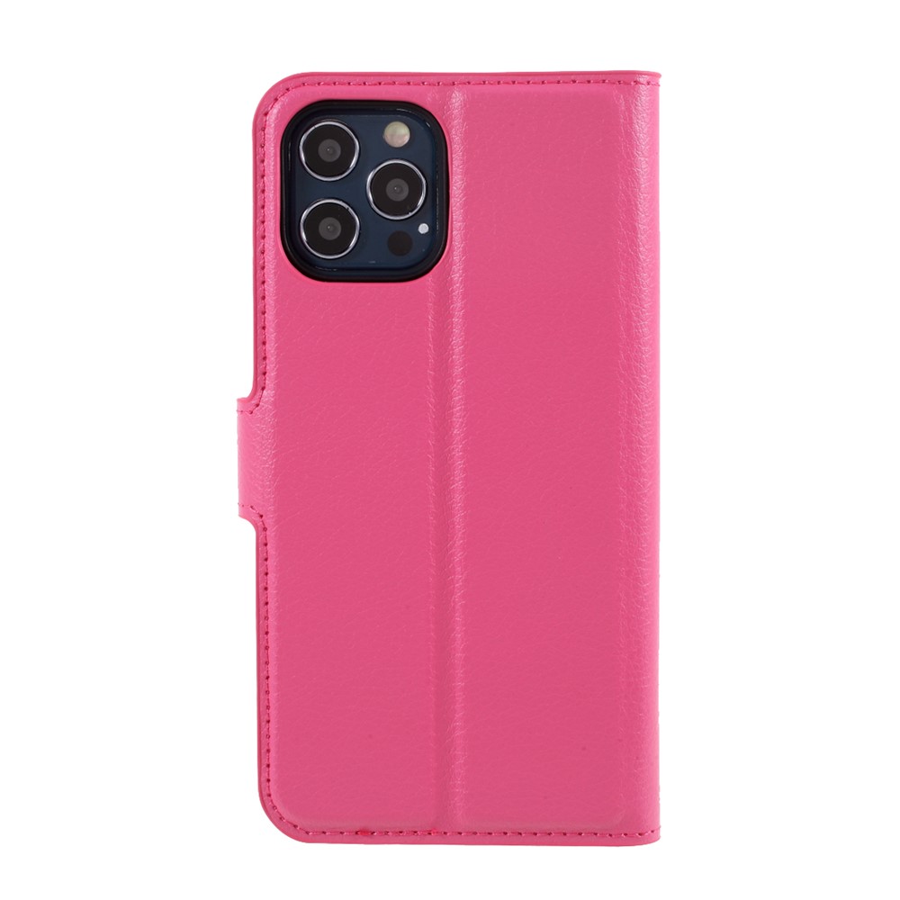 Litchi Surface Shell Leather Case with Stand for iPhone 12 Pro/12 Mobile Phone Accessories - Rose-3