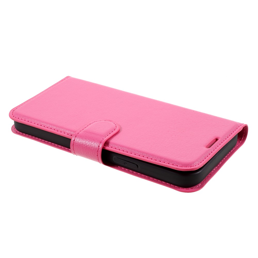 Litchi Surface Shell Leather Case with Stand for iPhone 12 Pro/12 Mobile Phone Accessories - Rose-5