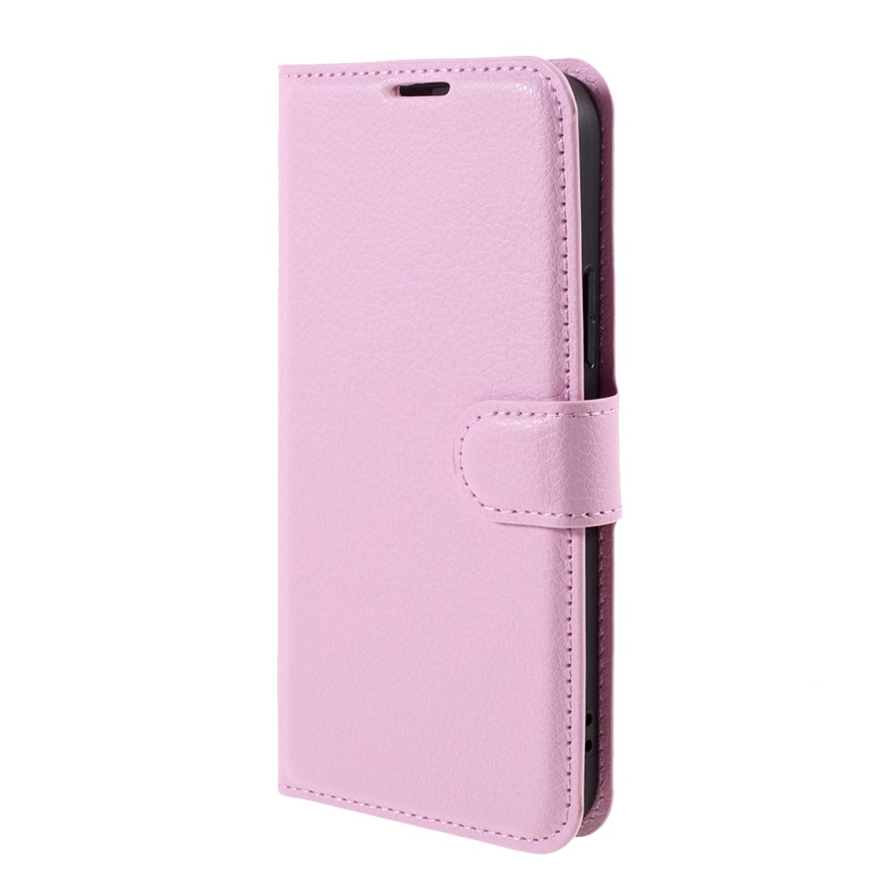 Litchi Surface Shell Leather Case with Stand for iPhone 12 Max 6.1 inch - Pink-2