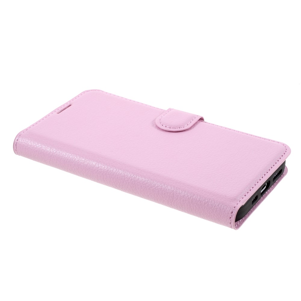 Litchi Surface Shell Leather Case with Stand for iPhone 12 Max 6.1 inch - Pink-4