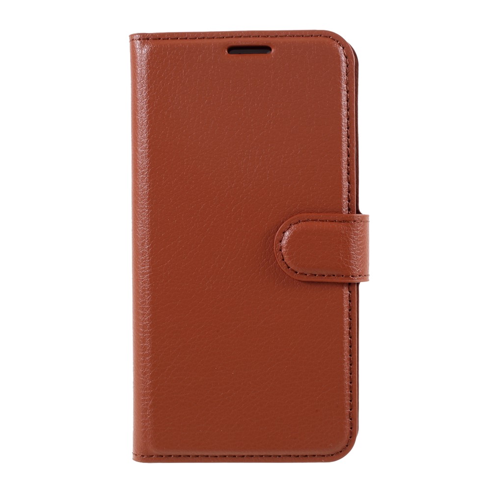 Litchi Surface Shell Leather Case with Stand for iPhone 12 Max 6.1 inch - Brown-1