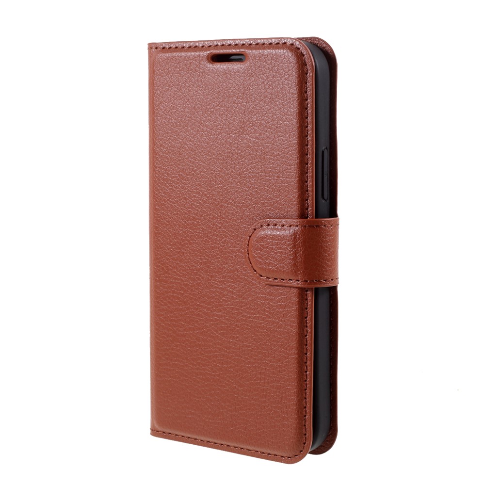 Litchi Surface Shell Leather Case with Stand for iPhone 12 Max 6.1 inch - Brown-2