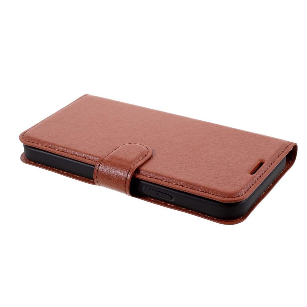 Litchi Surface Shell Leather Case with Stand for iPhone 12 Max 6.1 inch - Brown-5