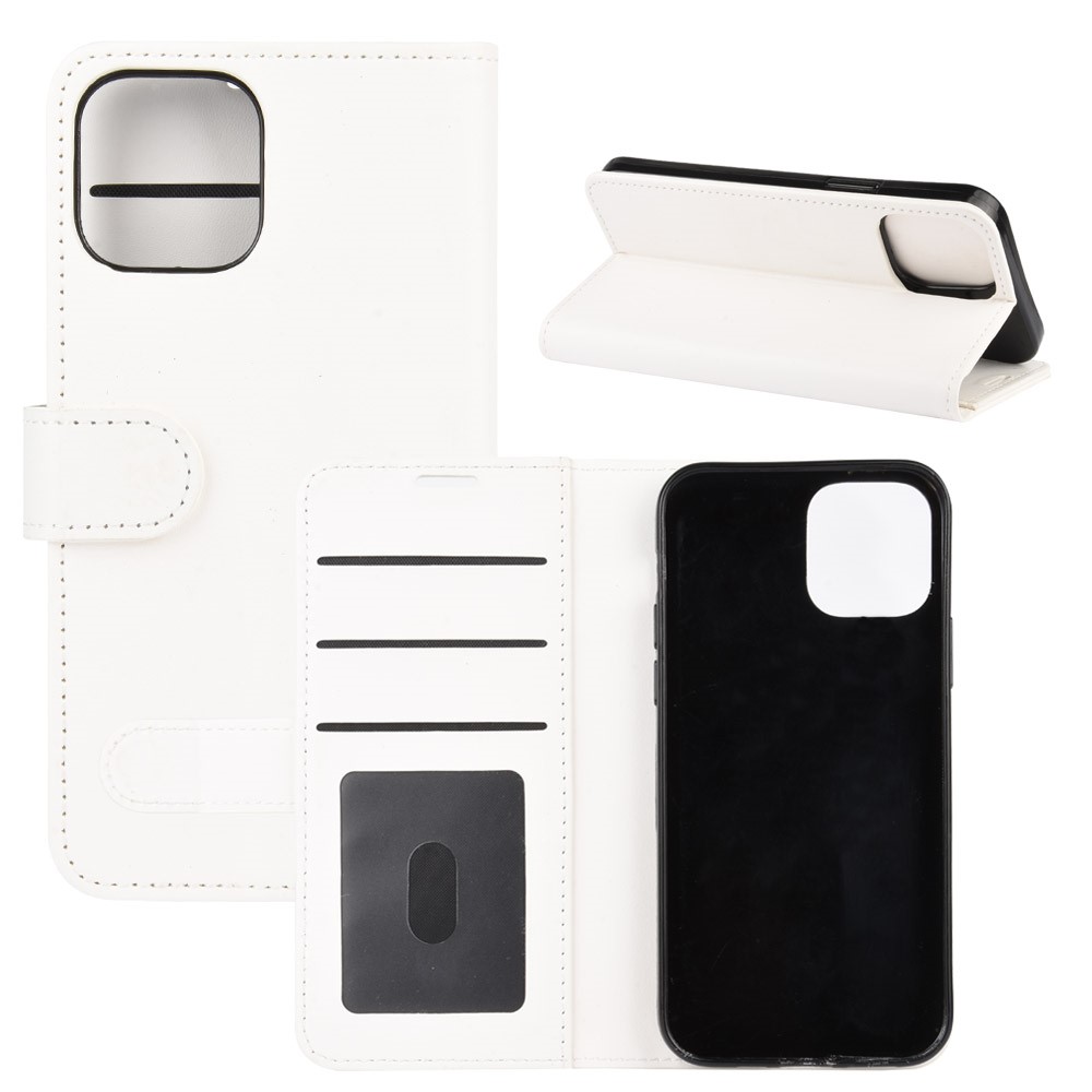 Crazy Horse Wallet Leather Stand Cell Phone Case for iPhone 12 Max 6.1 inch - White-7