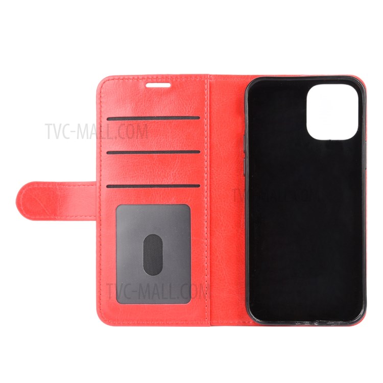 Crazy Horse Wallet Leather Stand Cell Phone Case for iPhone 12 Max 6.1 inch - Red-4