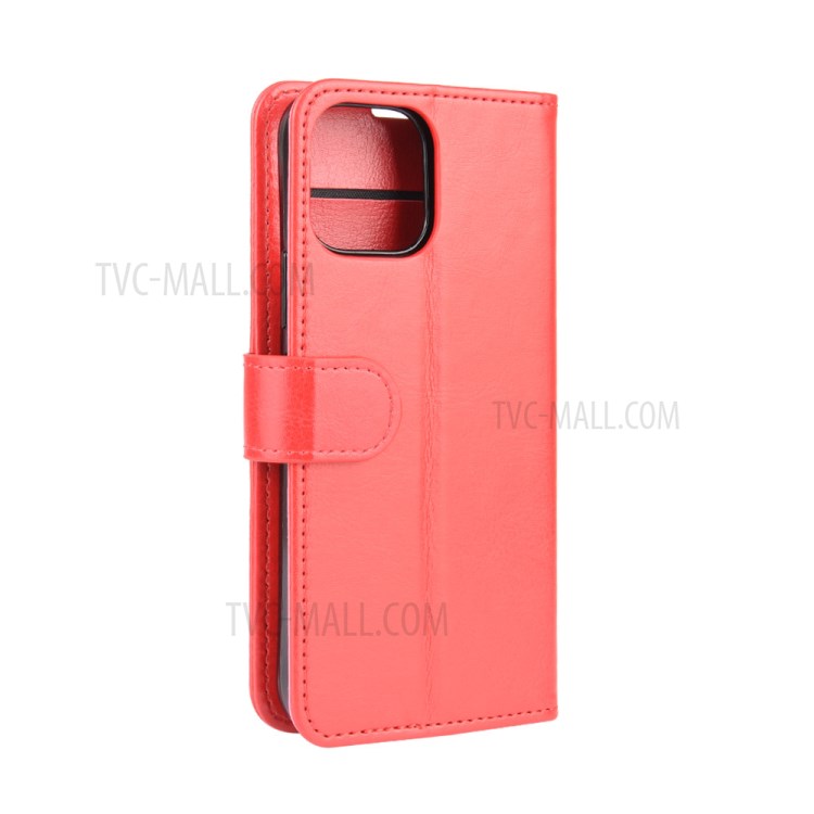 Crazy Horse Wallet Leather Stand Cell Phone Case for iPhone 12 Max 6.1 inch - Red-6