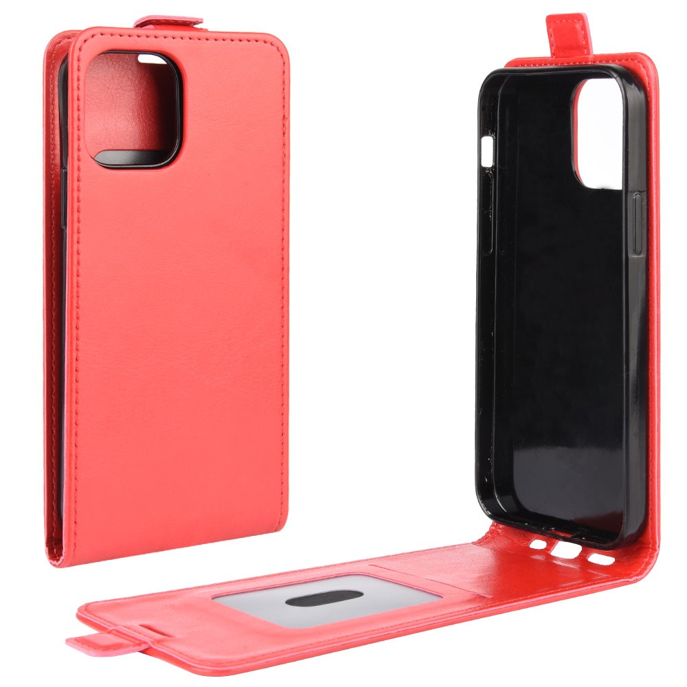 Vertical Flip Crazy Horse Leather Cell Phone Shell for iPhone 12 Max 6.1 inch - Red-1