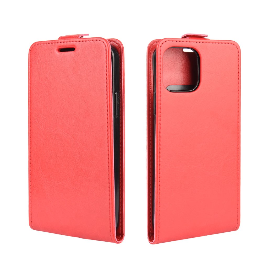 Vertical Flip Crazy Horse Leather Cell Phone Shell for iPhone 12 - Red-2