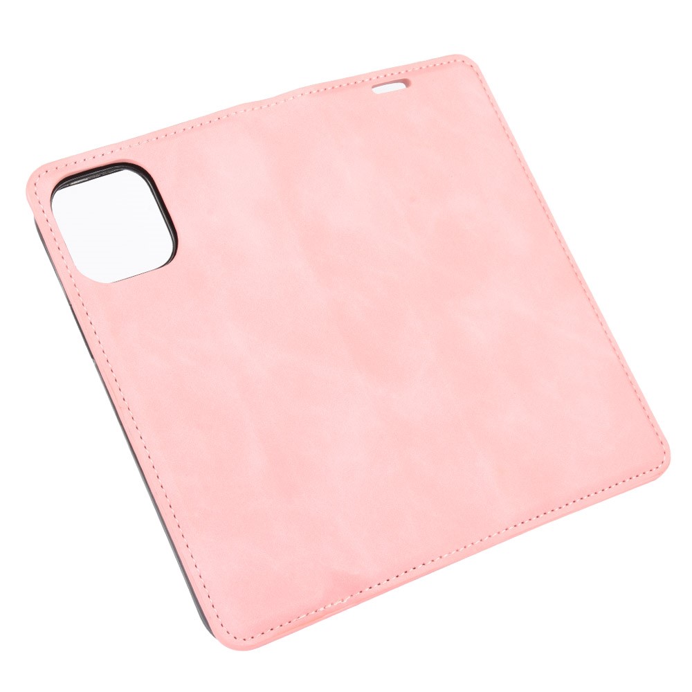 Silky Touch Leather Shell Wallet Stand Case for iPhone 12 Max 6.1 inch - Pink-5