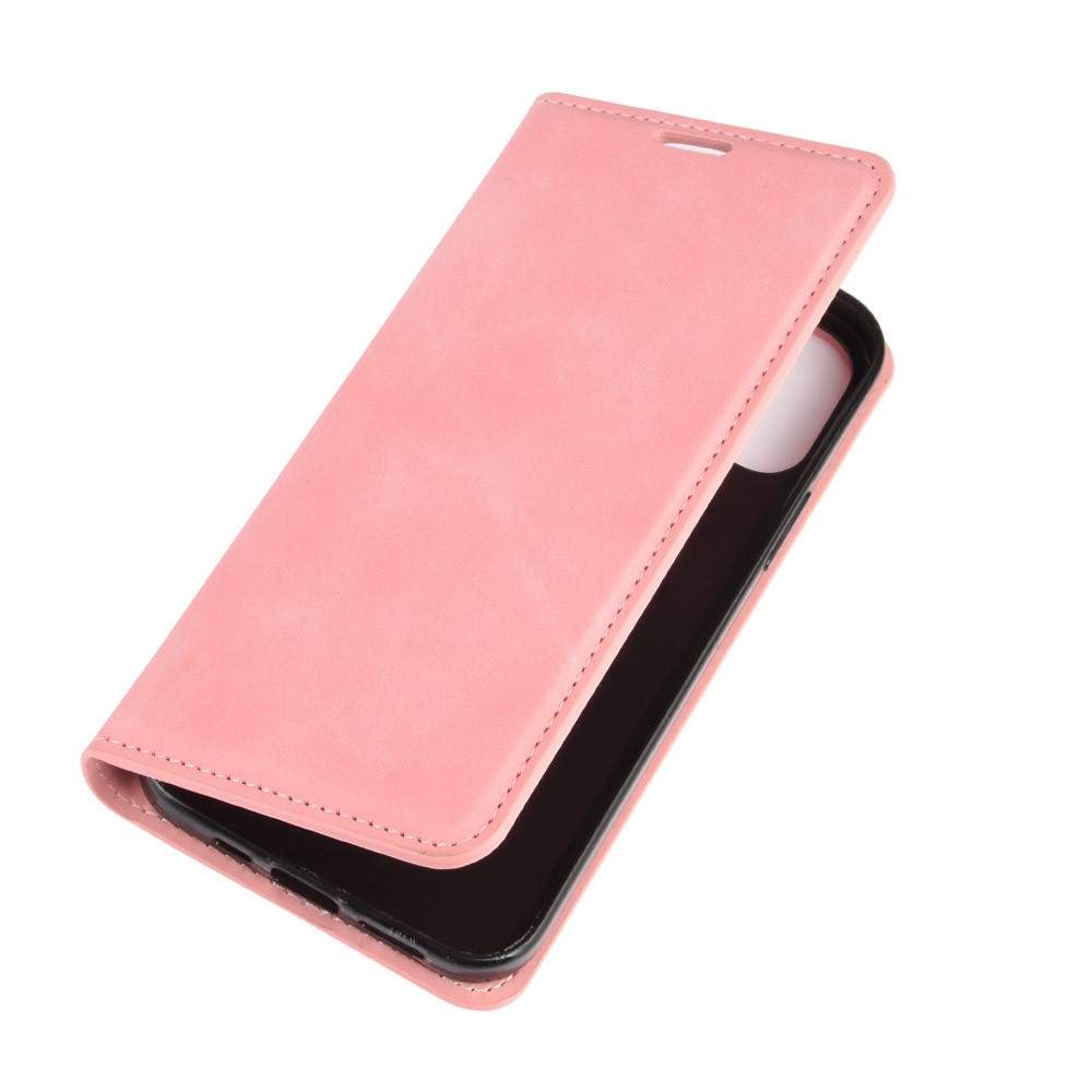 Silky Touch Leather Shell Wallet Stand Case for iPhone 12 Max 6.1 inch - Pink-6