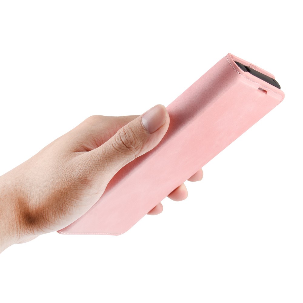 Silky Touch Leather Shell Wallet Stand Case for iPhone 12 Max 6.1 inch - Pink-7
