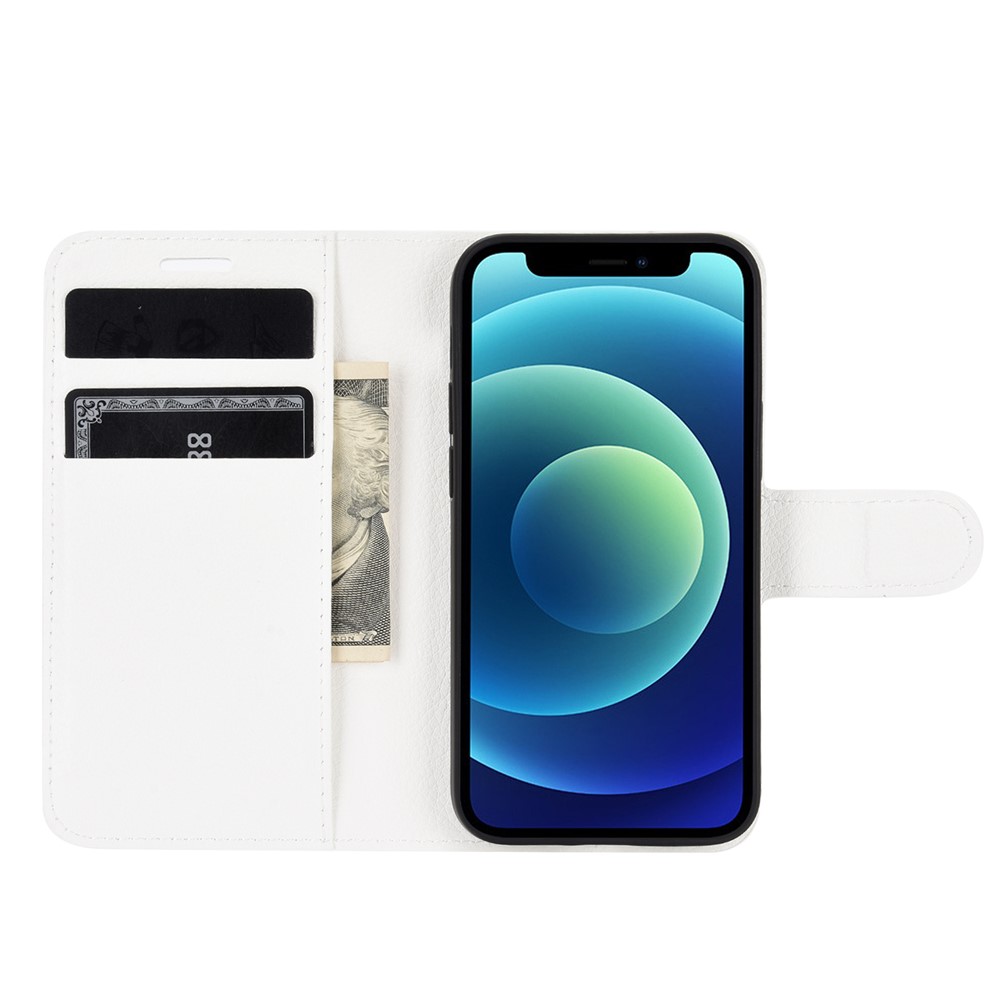 Litchi Texture Wallet Stand Leather Phone Cover for iPhone 12 5.4 inch - White-4