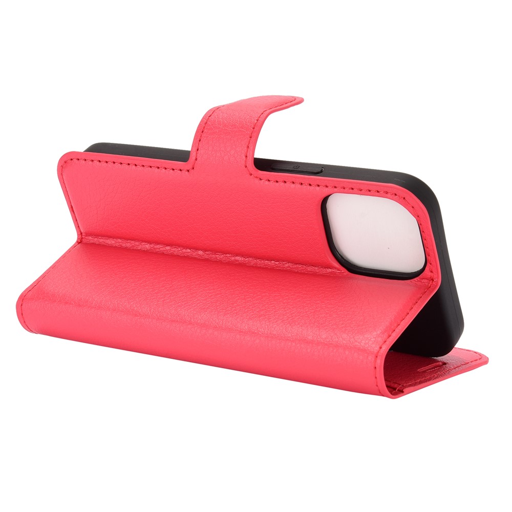 Litchi Texture Wallet Stand Leather Phone Cover for iPhone 12 5.4 inch - Red-5