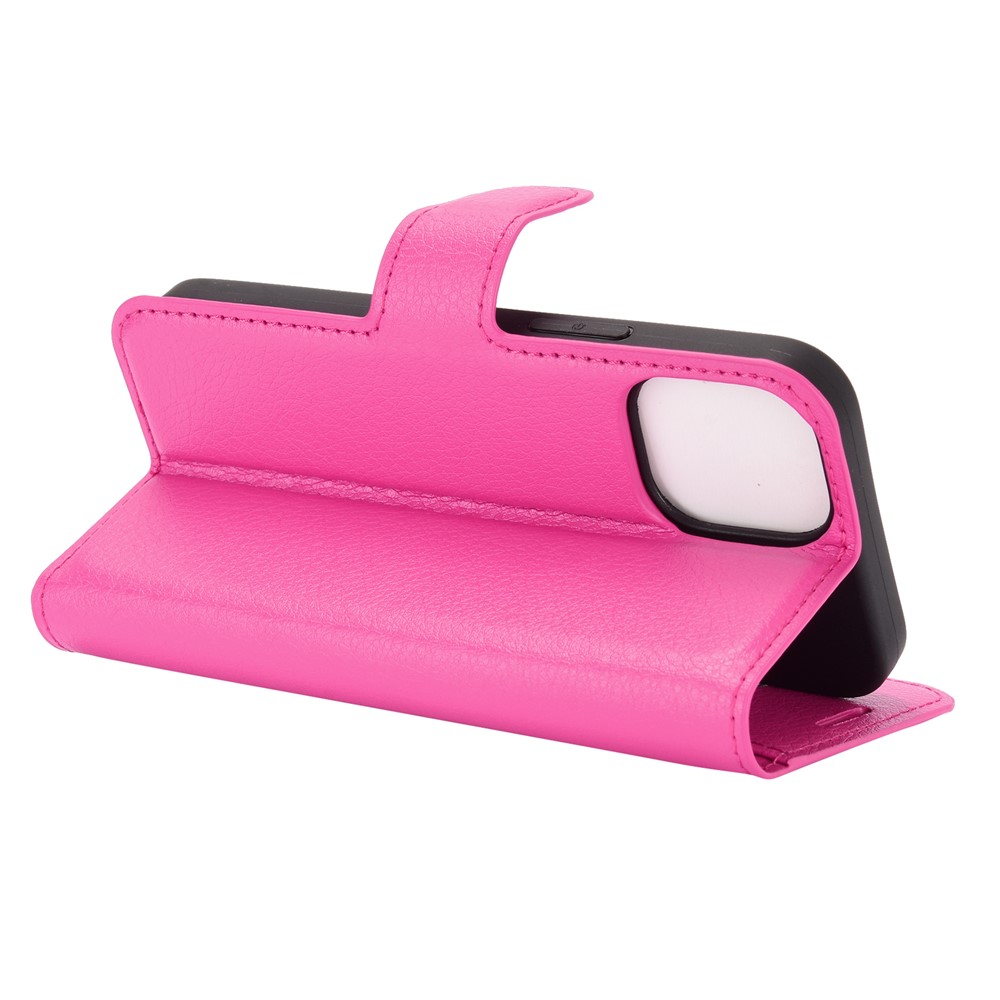 Litchi Texture Wallet Stand Leather Phone Cover for iPhone 12 mini - Rose-5