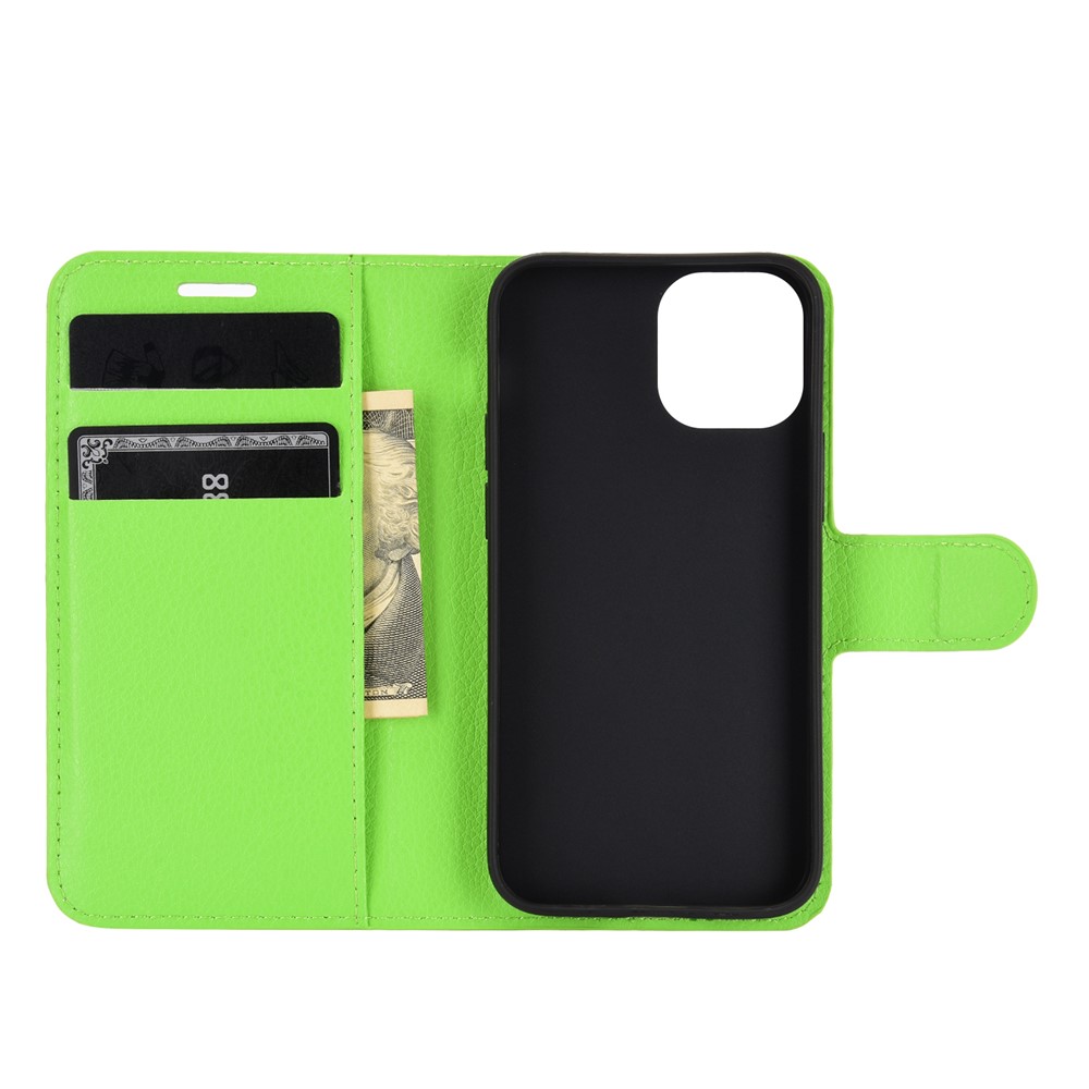 Litchi Texture Wallet Stand Leather Phone Cover for iPhone 12 5.4 inch - Green-3