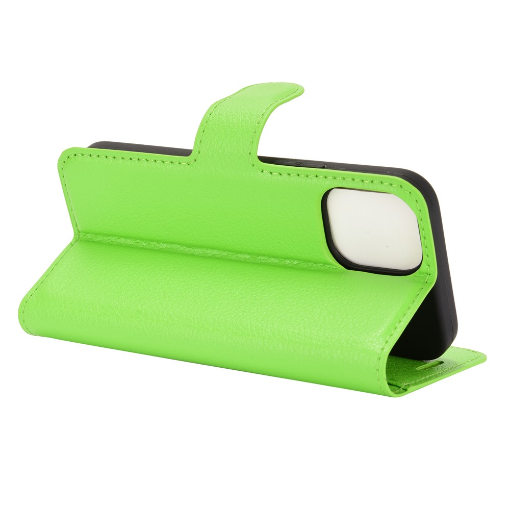 Litchi Texture Wallet Stand Leather Phone Cover for iPhone 12 5.4 inch - Green-5