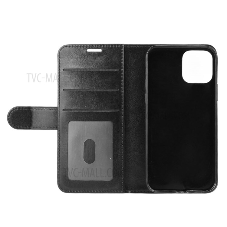 Crazy Horse Wallet Stand Leather Couverture Mobile Pour Iphone 12 Mini - le Noir