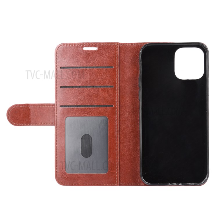 Crazy Horse Wallet Stand Leather Mobile Cover for iPhone 12 5.4 inch - Brown-5