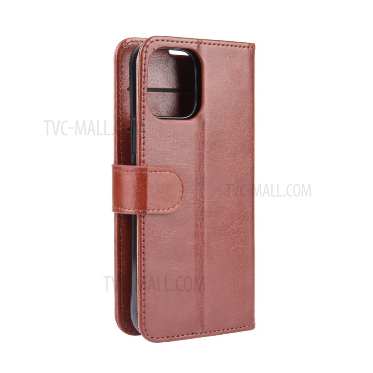 Crazy Horse Wallet Stand Leather Mobile Cover for iPhone 12 5.4 inch - Brown-7