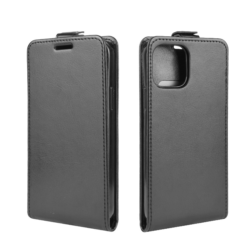 Vertical Flip Crazy Horse Leather Cell Phone Case for iPhone 12 5.4 inch - Black-2