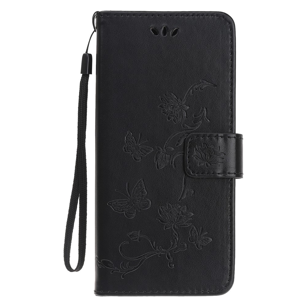 Imprint Butterfly Flower Wallet Leather Protective Case for iPhone 12 5.4 inch - Black-7