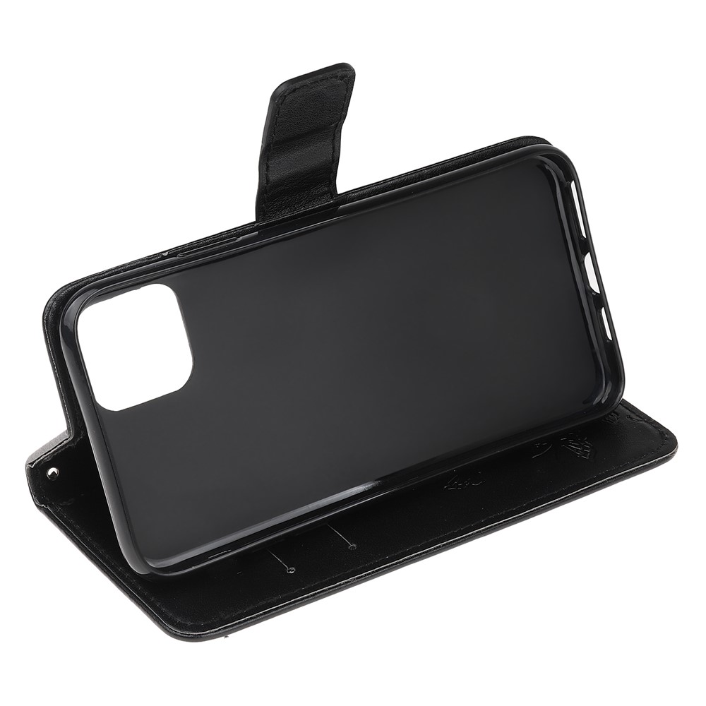 Caso Protetor De Couro Da Carteira Borboleta Flor Logomarca Para Iphone 12 5,4 Polegadas - Preto-9