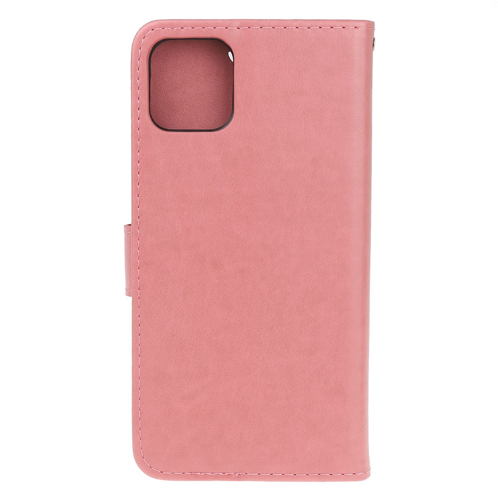 Imprint Butterfly Flower Wallet Leather Protective Case for iPhone 12 5.4 inch - Pink-8