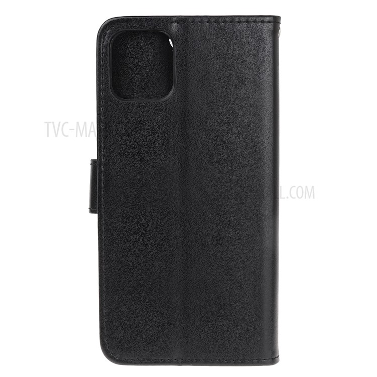 Imprint Butterfly Flowers Leather Wallet Phone Cover for iPhone 12 Pro 6.1 inch - Black-8