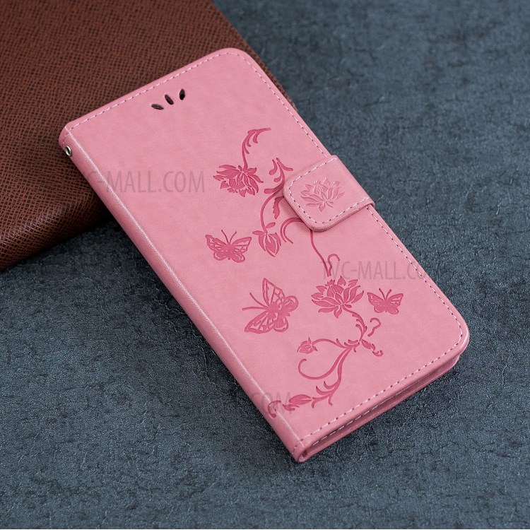 Imprint Butterfly Flower Wallet Leather Protective Cover for iPhone 12 Pro Max 6.7 inch - Pink-11